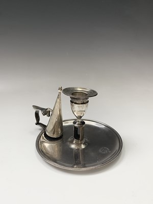 Lot 50 - A George III silver chamber stick with snuffer...