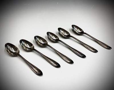 Lot 20 - A set of six silver teaspoons and matching...