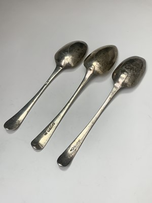 Lot 54 - Three George III silver tablespoons 5.6oz