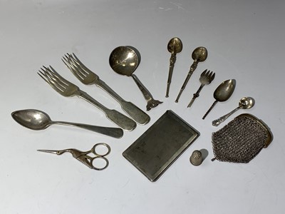 Lot 109 - A pair of Victorian silver forks and other...