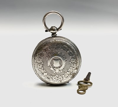 Lot 140 - A Victorian engraved silver keywind fob watch...