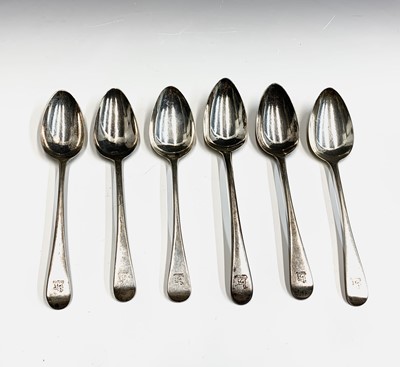 Lot 80 - Six George III Old English pattern tablespoons...