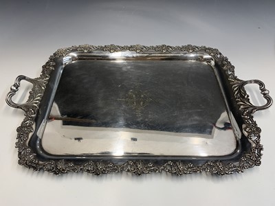 Lot 183 - A good large twin handled tray