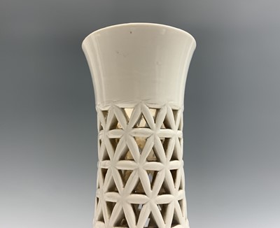 Lot 136 - A Chinese blanc de chine pierced vase, height...