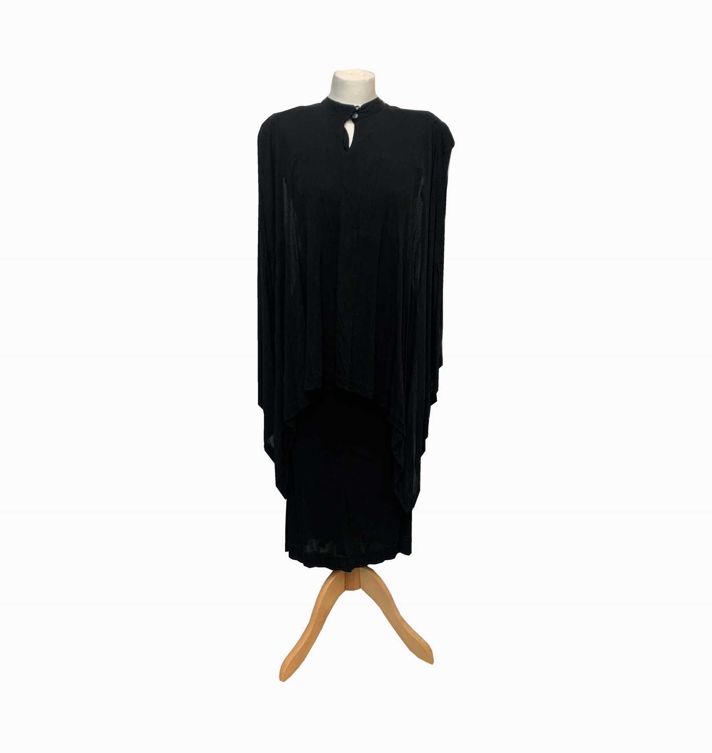 Lot 2818 - A Jean Muir black viscose cape dress, label...