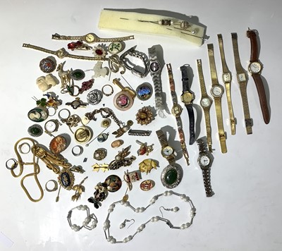 Lot 400 - Watches, pins and costume jewellery