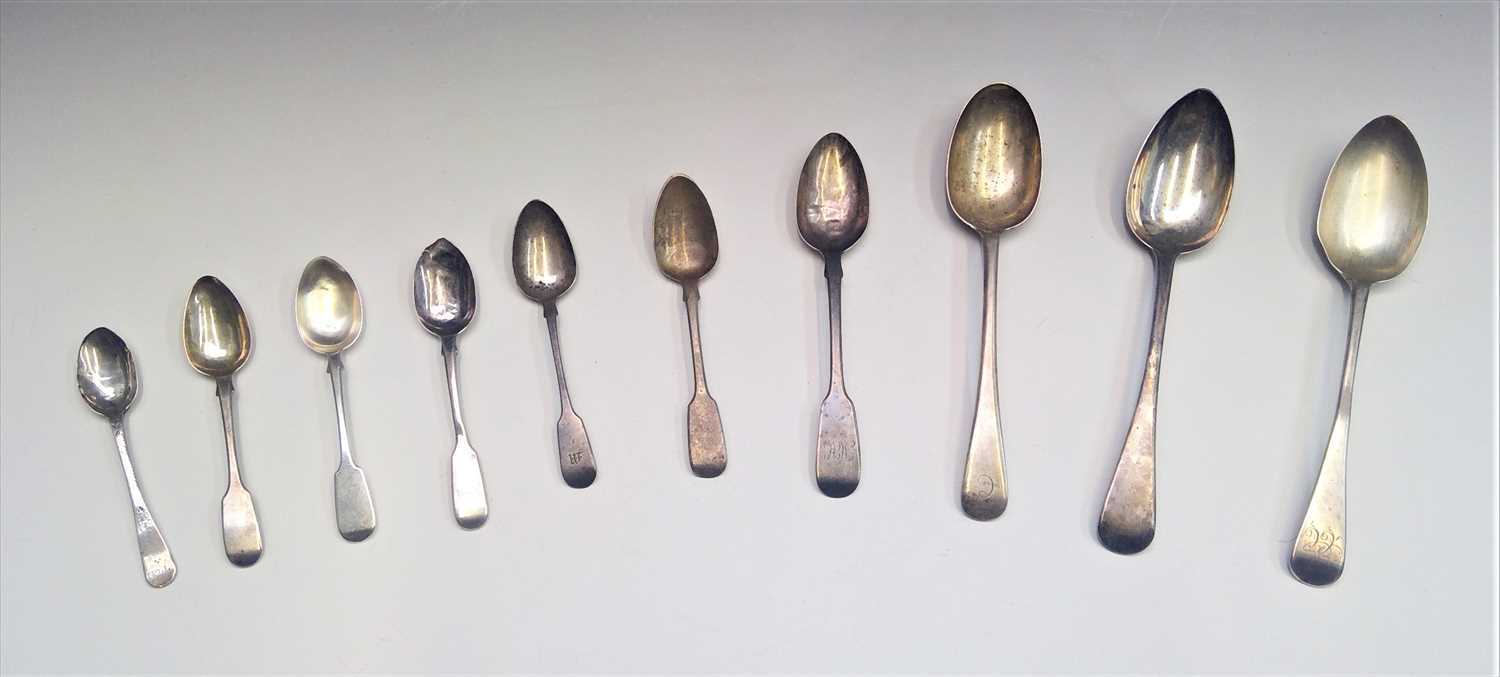 Lot 1083 - Ten silver spoons 11oz.