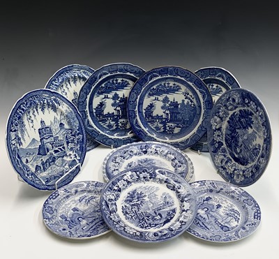 Lot 854 - Two 'Willow' pattern blue and white transfer...