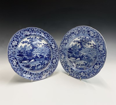 Lot 852 - A Swansea blue and white pottery plate...