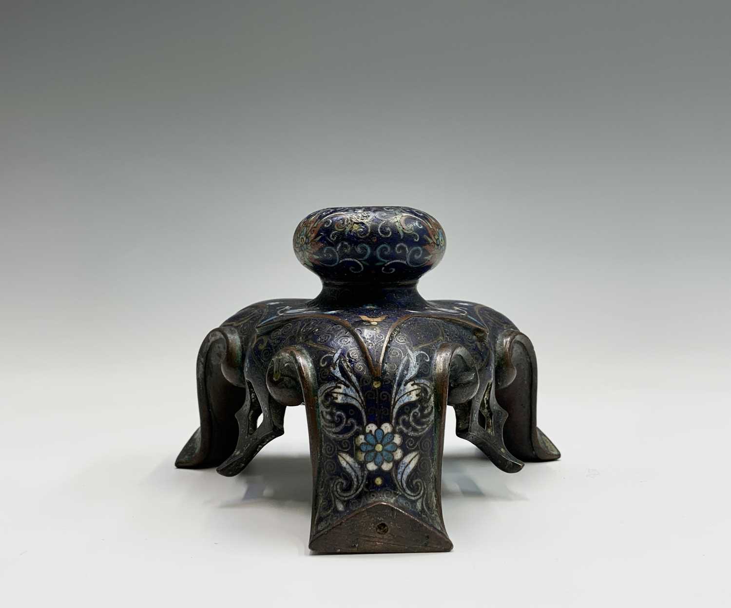 Lot 49 - An unusual Chinese bronze and cloisonne stand,...