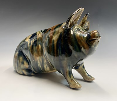 Lot 872 - A Scottish pottery moulded pig money box with...