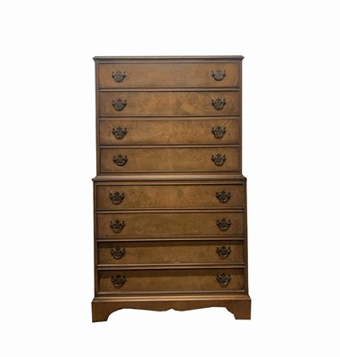 Lot 3033 - A George III style walnut chest on chest, 20th...