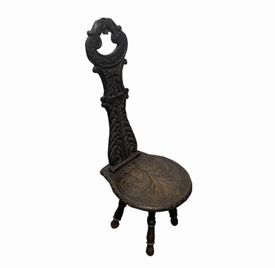 Lot 3034 - A Victorian carved oak spinning chair, height...