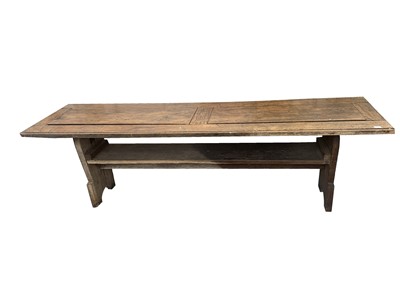 Lot 3212 - A 19th century pitch pine table/settle or monk'...