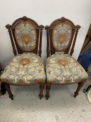 Lot 3219 - A pair of Victorian walnut side chairs with...