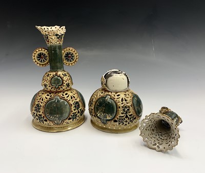 Lot 903 - A pair of Hungarian Zsolnay Pecs pottery vases,...