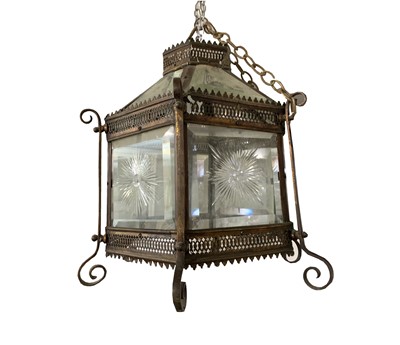 Lot 274 - A hanging hexagonal ceiling lamp, mid 20th...