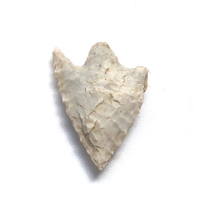 Lot 423 - Mesolithic small barbed and tanged chert arrow...