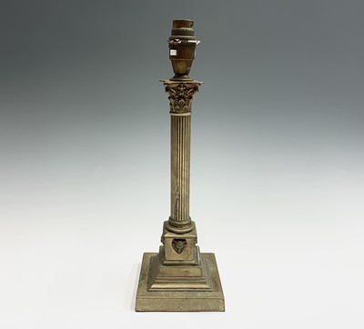 Lot 104 - A brass Corinthian column table lamp base,...