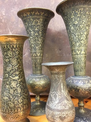 Lot 4 - Eastern brass vases and other decorative...