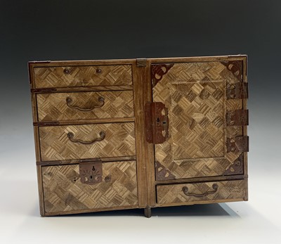 Lot 53 - A Japanese parquetry jewellery cabinet, Meiji...