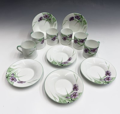 Lot 869 - A set of six Shelley floral decorated coffee...