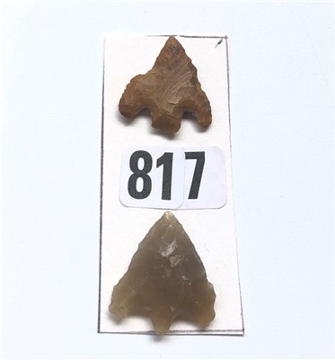 Lot 431 - Two nice small flint Mesolithic arrow heads...