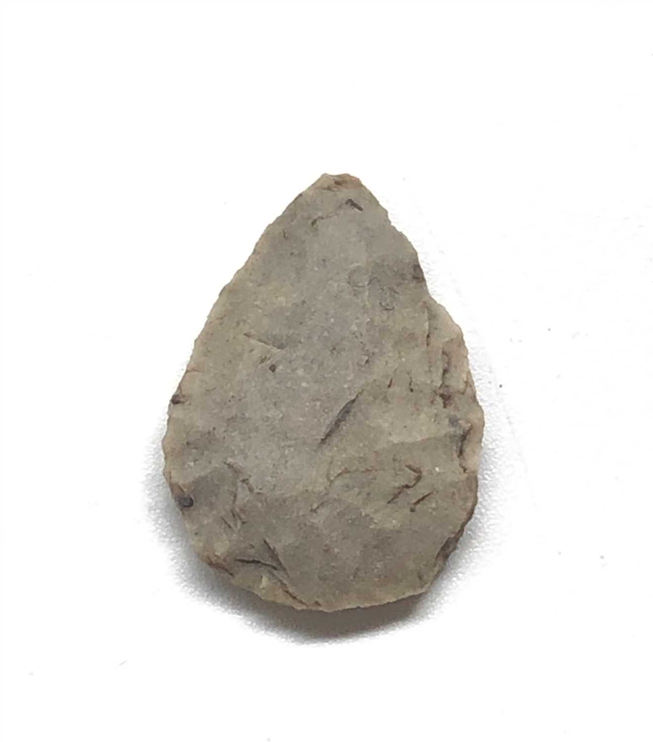 Lot 437 - Excellent Neolithic leaf shaped flint arrow...