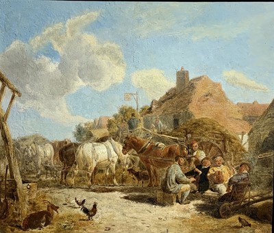 Lot 759 - W J PENFOLD Farmers at Leisure Oil on canvas...