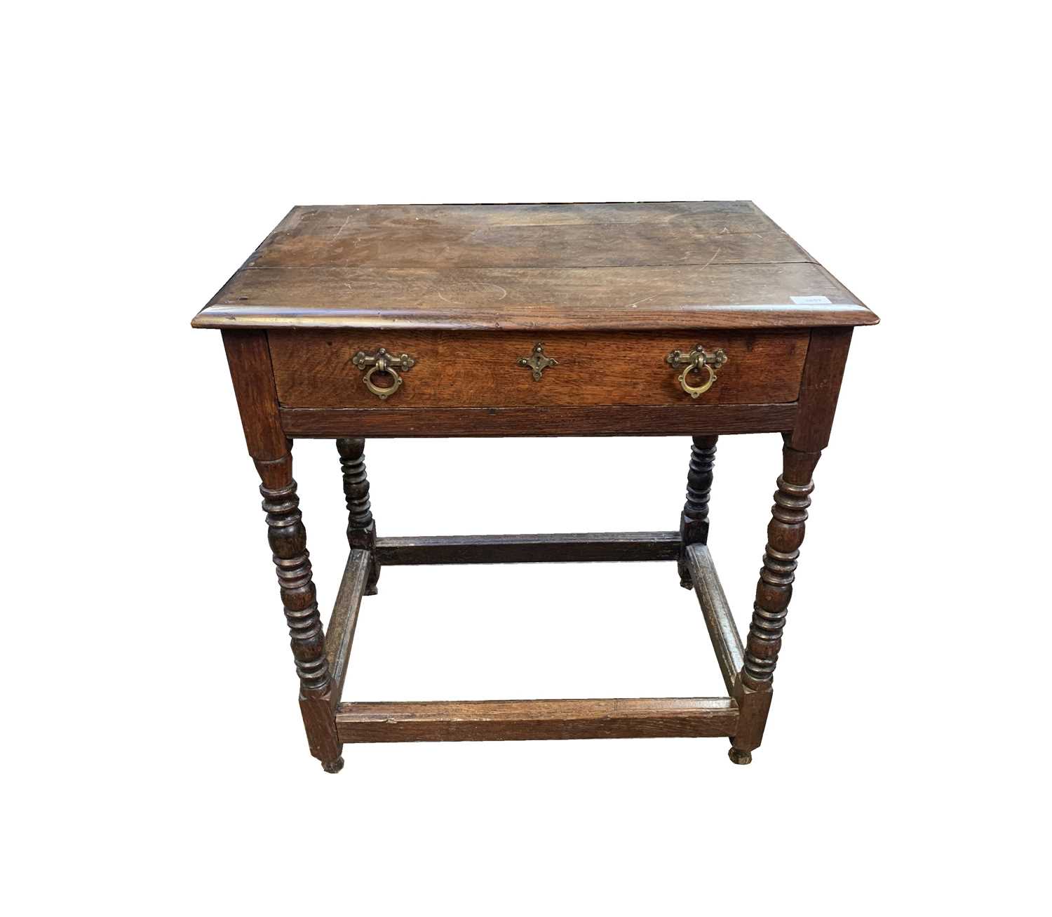 Lot 55 - An elm and oak side table, part 17th century,...