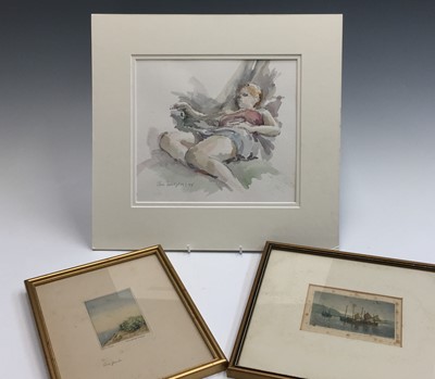 Lot 1392 - A Chris Insoll watercolour of a young woman,...