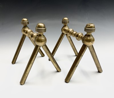 Lot 73 - A pair of Aesthetic Movement  brass andirons,...