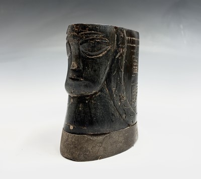 Lot 63 - An unusual tribal horn and wood box and cover,...
