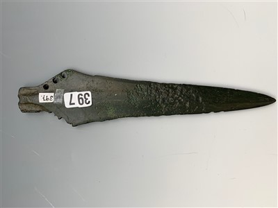 Lot 460 - Bronze Age dagger, copper alloy, Sparnham,...