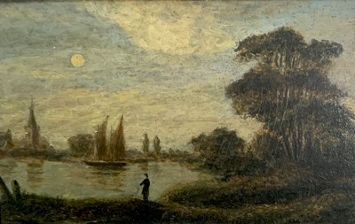 Lot 1143 - 19th Century English School Moonlit Landscape...