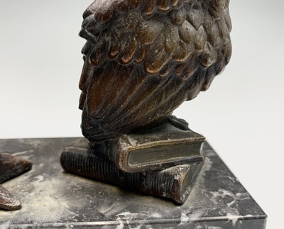 Lot 88 - A cold painted bronze owl strike lighter, mid...