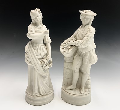 Lot 877 - A pair of 19th century Parianware figues,...