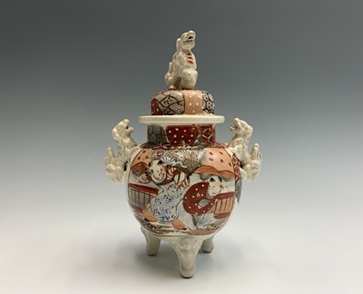 Lot 924 - A Japanese Satsuma pottery koro and cover,...
