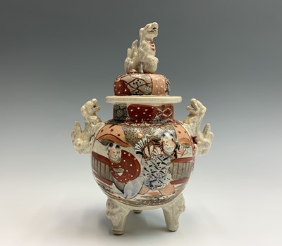 Lot 924 - A Japanese Satsuma pottery koro and cover,...