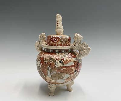Lot 924 - A Japanese Satsuma pottery koro and cover,...