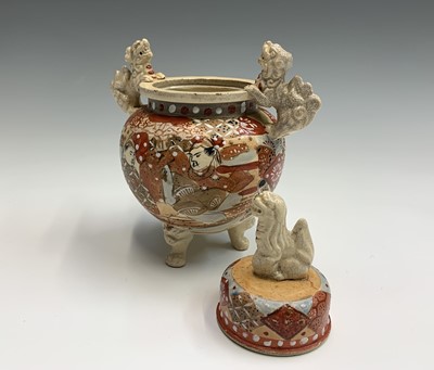 Lot 924 - A Japanese Satsuma pottery koro and cover,...