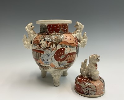 Lot 924 - A Japanese Satsuma pottery koro and cover,...