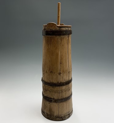 Lot 161 - A 19th century farmhouse coopered butter churn,...