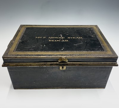 Lot 189 - An Edwardian lacquered tin gown box, with...