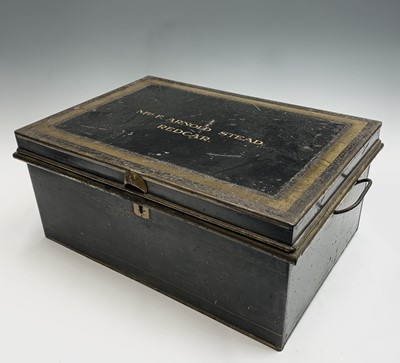 Lot 189 - An Edwardian lacquered tin gown box, with...