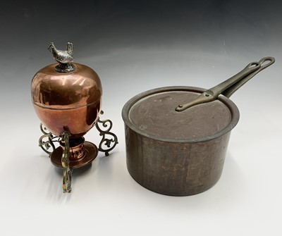 Lot 127 - A Victorian copper and brass egg coddler,...