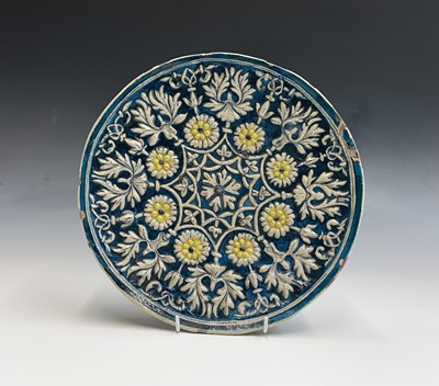 Lot 848 - A Middle Eastern pottery plate, probably 19th...