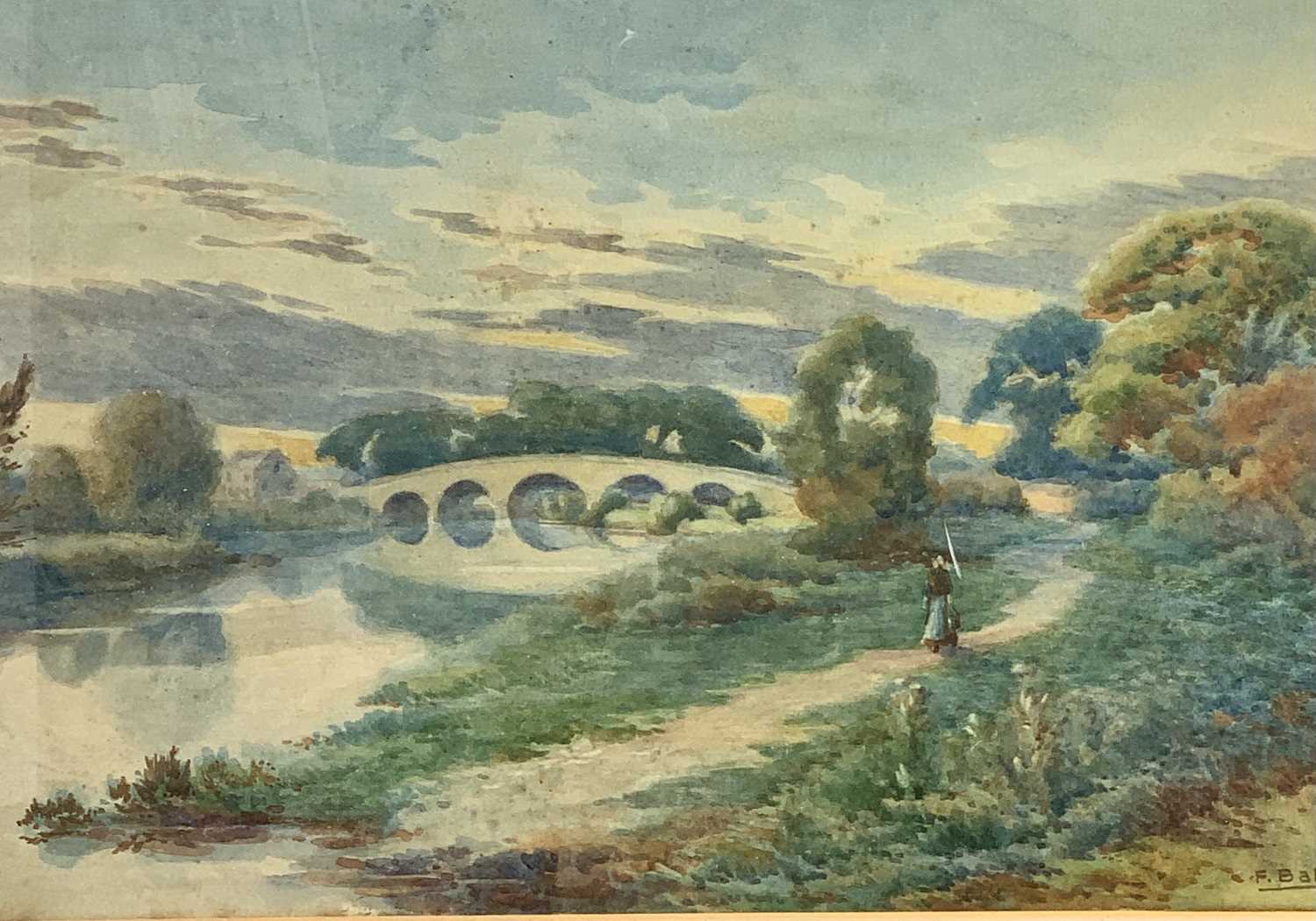 Lot 828 - F BALL Landscape watercolour Signed and dated...