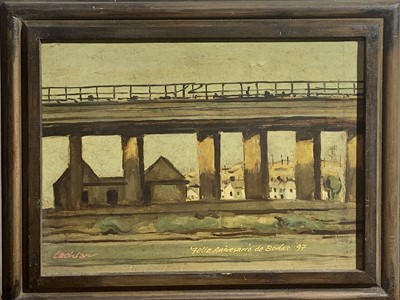 Lot 723 - Lachlan Portuguese railway viaduct Oil on...