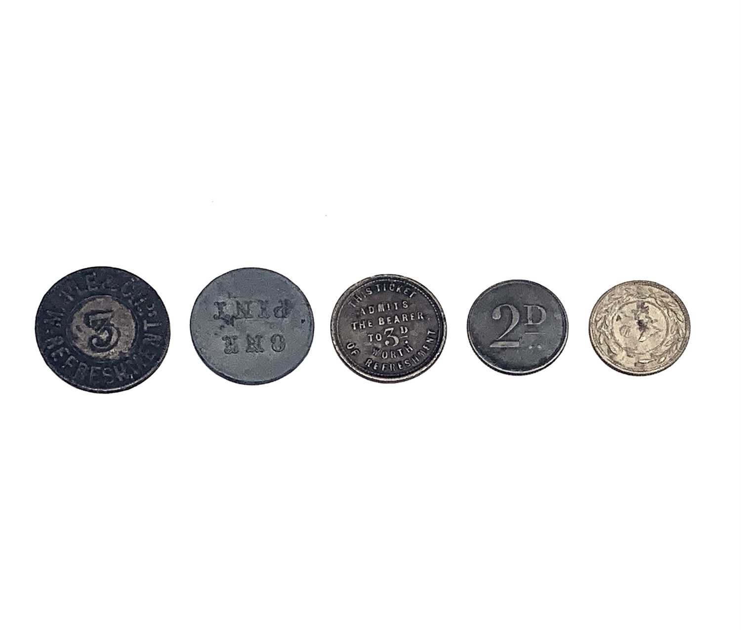Lot 5 - London Inn and Pub Tokens Lot of five...